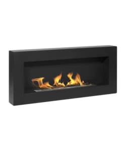 Camino bioetanolo da parete divina fire "siena" in acciaio nero 90x12x40 cm