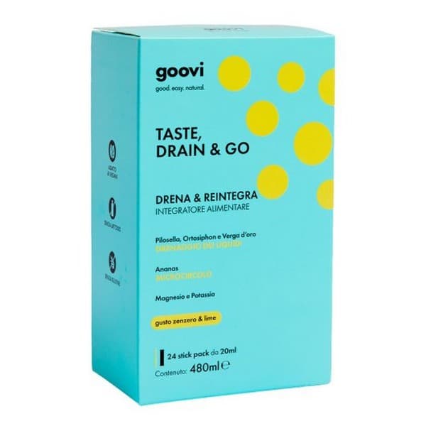 Goovi Taste Drain-Go Drenante Zenzero E Lime Integratore Drena E Reintegra 24 Stick