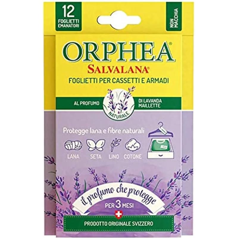 ORPHEA salvalana foglietti per cassetti e armadi al profumo di lavanda maillette 12 foglietti