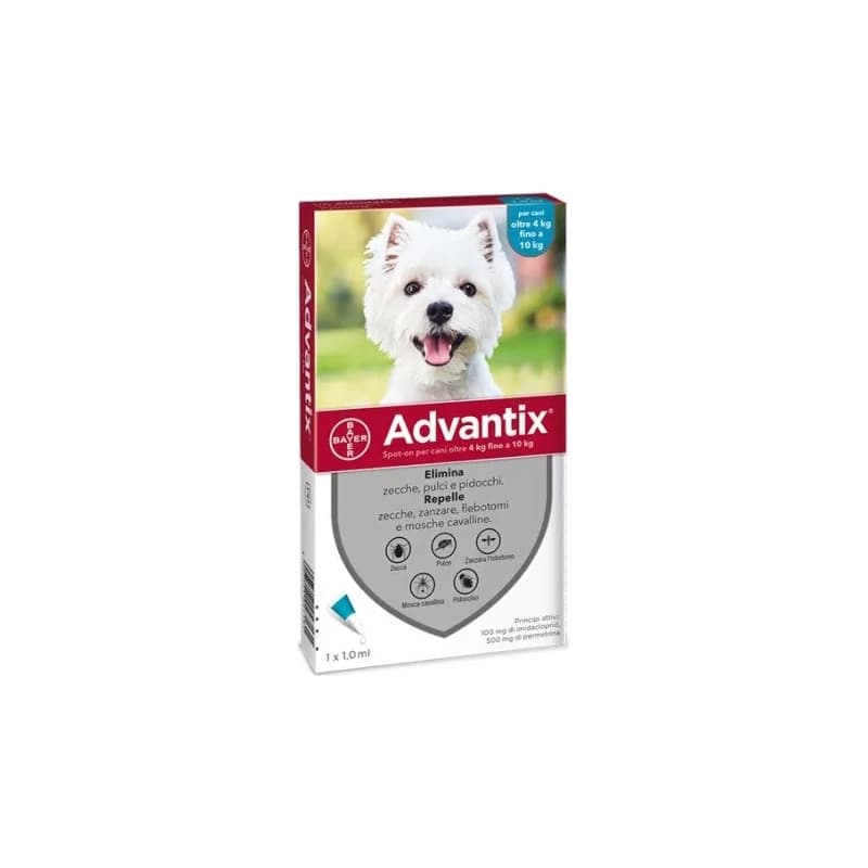 BAYER ITALIA Advantix Spot On Antiparassitario per cani 1 Pipetta 1 ml 4-10 Kg