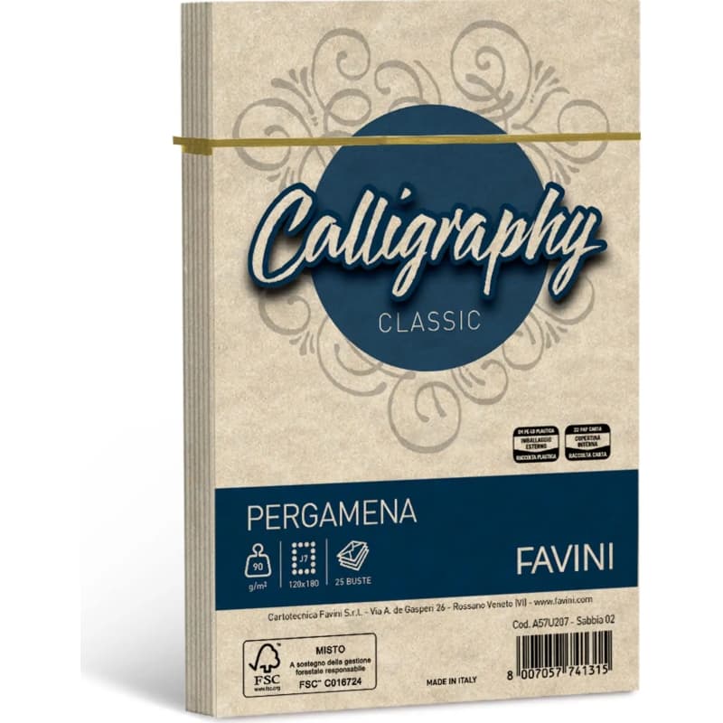 FAVINI Calligraphy Pergamena - colore Sabbia 25 buste 120g