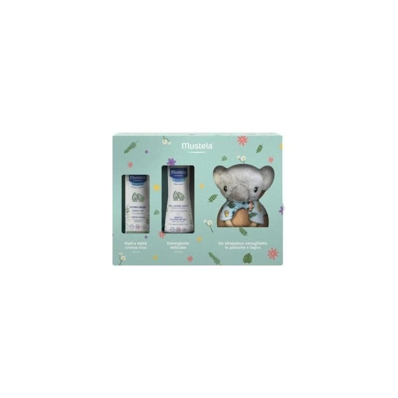 Mustela Cofanetto Koala - Set Regalo con Crema Viso,Fluido Detergente e Sonaglietto Koala