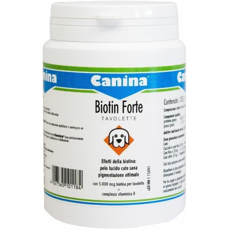 DRN Biotin Forte - Integratore per cani e gatti per la salute di cute e pelo, anche in gravidanza 120 tavolette