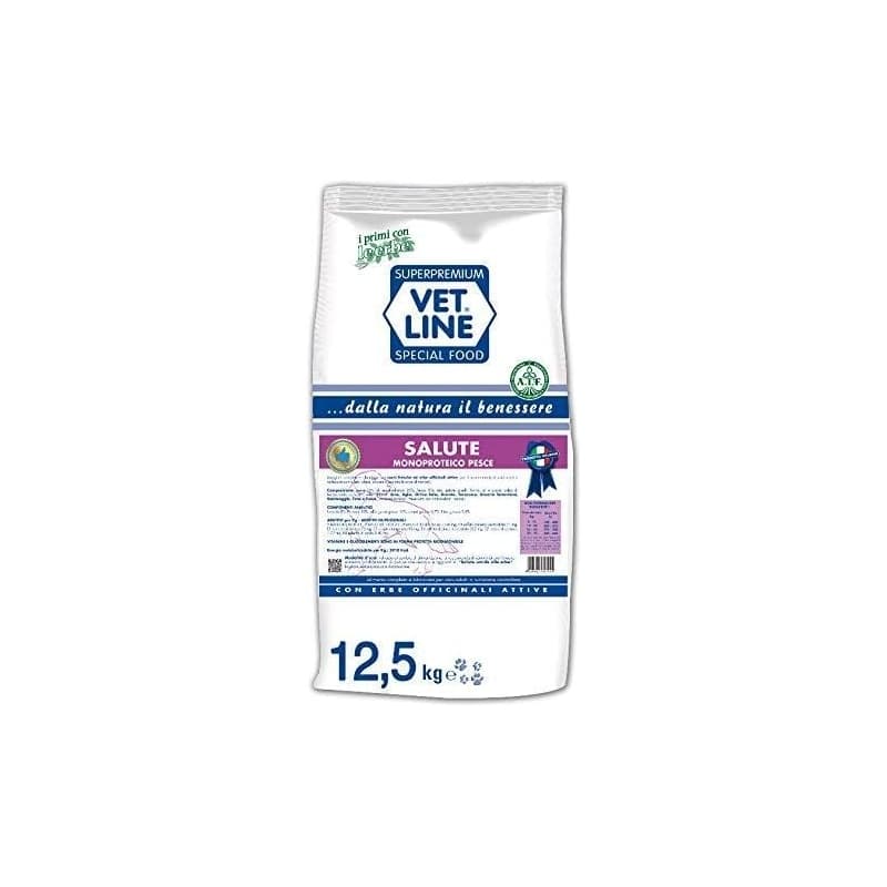 VET LINE cane salute pesce - Alimento completo per cani adulti di piccola taglia a nutrizione controllata 12,5 kg