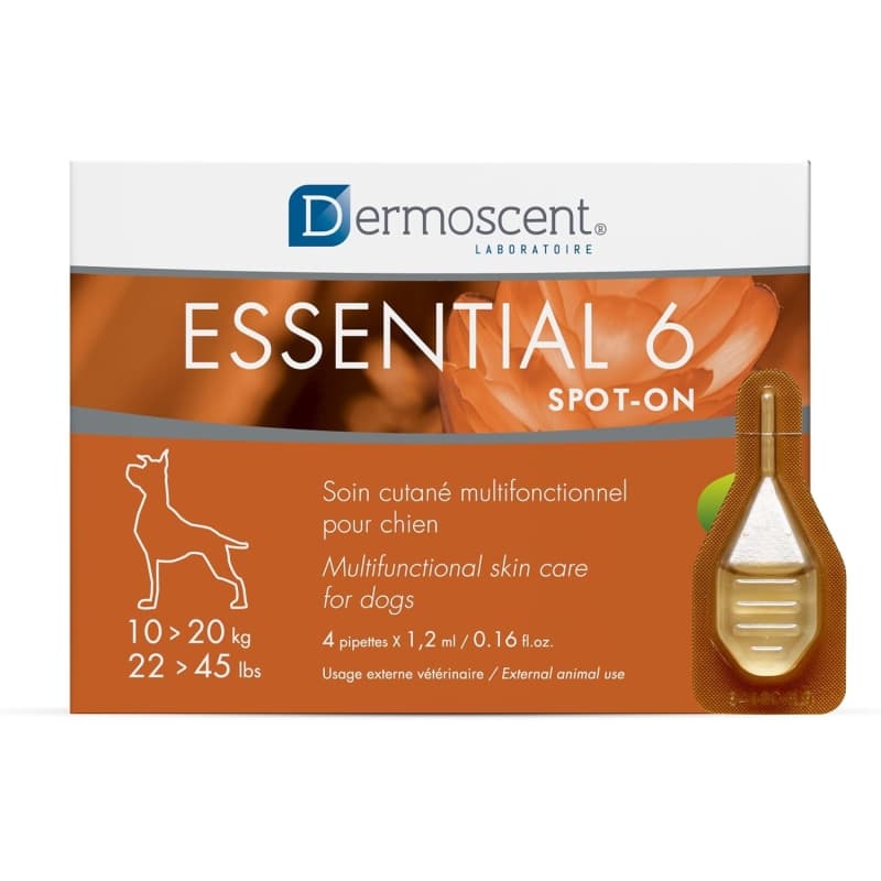 DERMOSCENT Essential 6 Spot-On 10-20 kg - Trattamento DermoCosmetico per cani 4 pipette da 1,2 ml