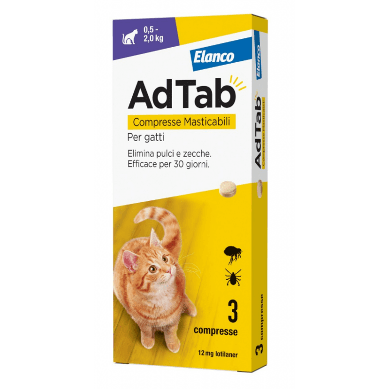 Adtab - Adtab 12 Mg 3 Compresse Masticabili Per Gatti 0,5-2 Kg