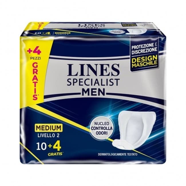 Lines - Lines Specialist Men Assorbente Maschile Medium Livello 2 - 14 Pezzi
