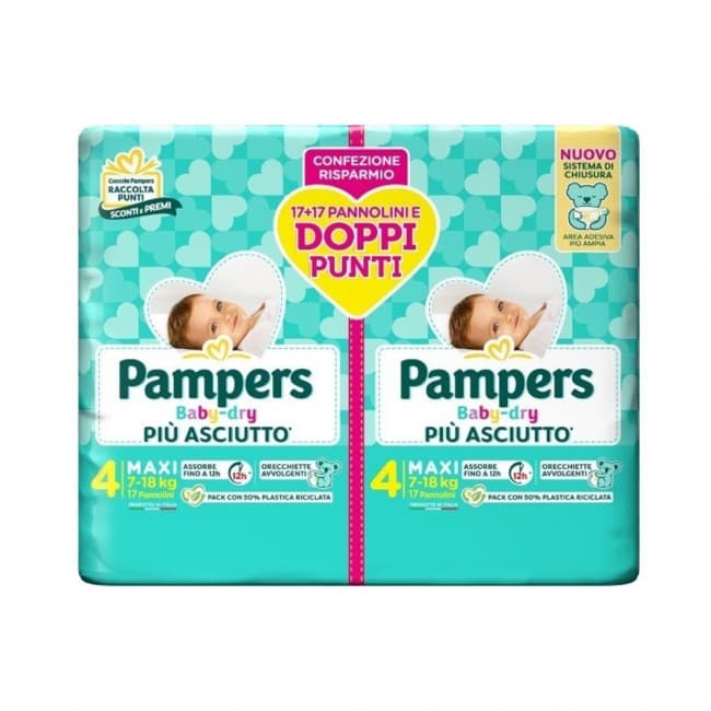 Fater - Pampers Baby Dry Pannolini Maxi 7-18kg Doppia Confezione - 34 Pannolini