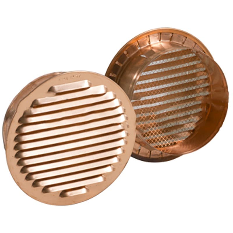 Griglia di ventilazione fissa tonda Dakota in rame, imbocco Ø80mm