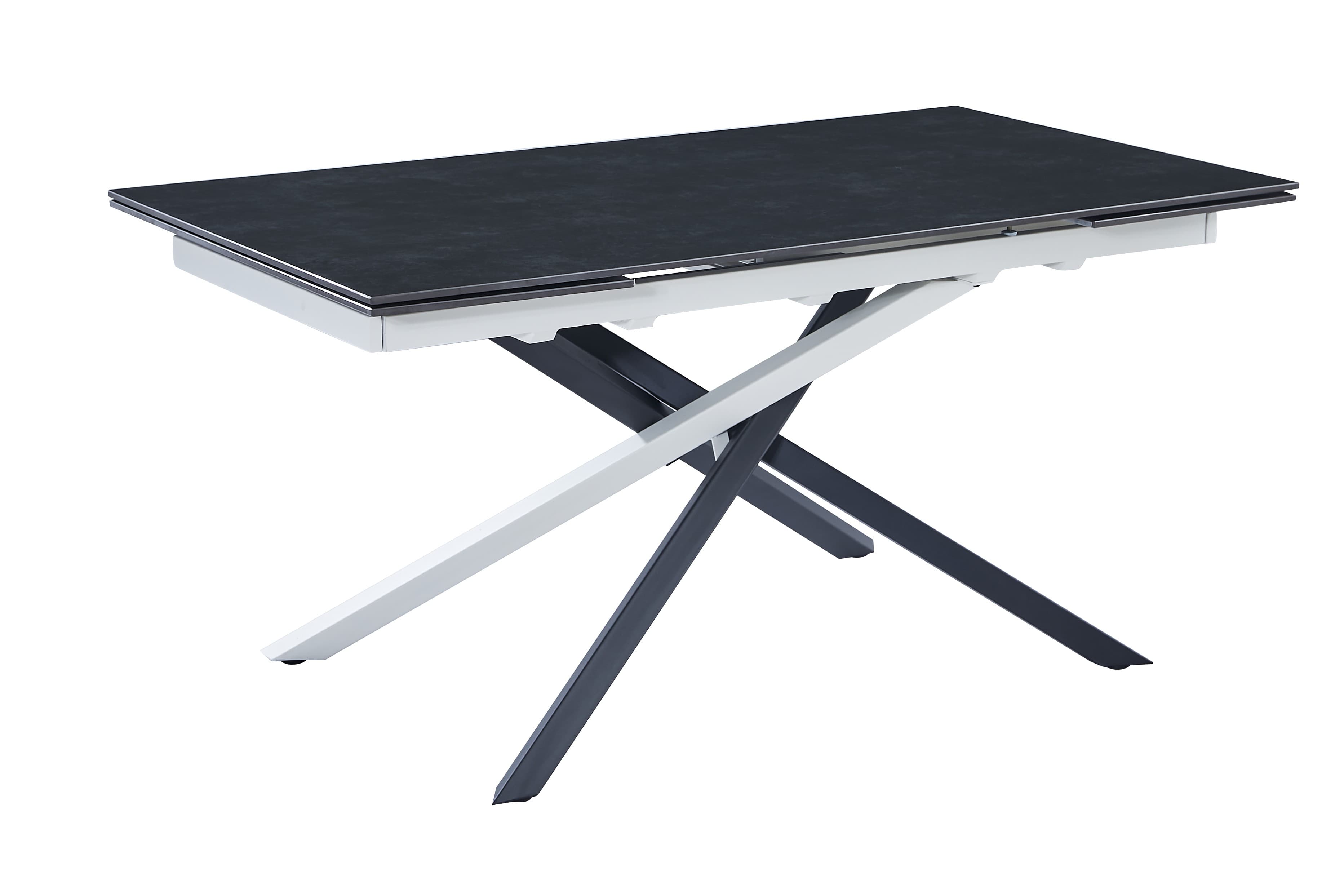 Tavolo moderno allungabile piano pietra grigio scuro 160x90x78