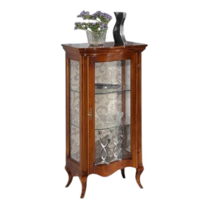 Vetrina 1 anta classica legno massello tinta noce 51x44x108