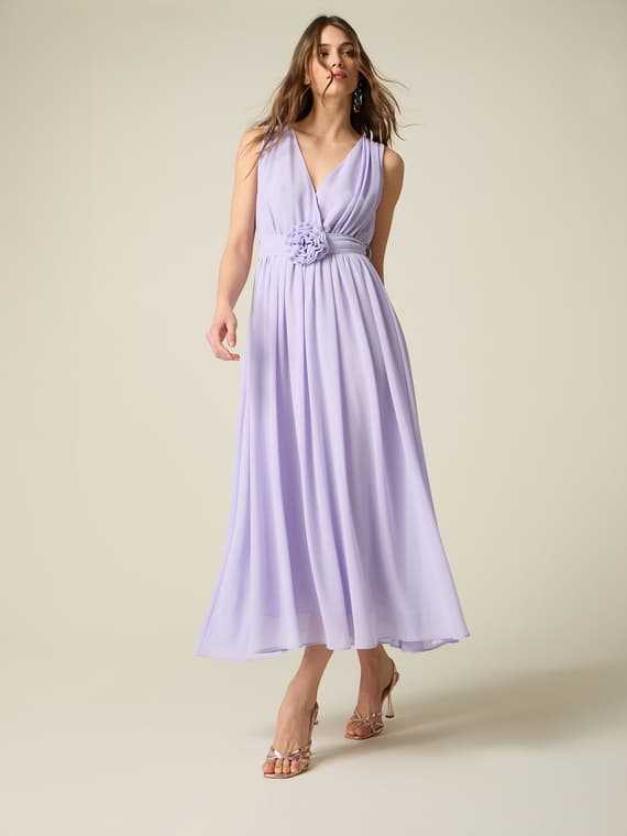 Oltre - Vestito lungo con dettaglio fiore Donna, Viola Taglia: XL