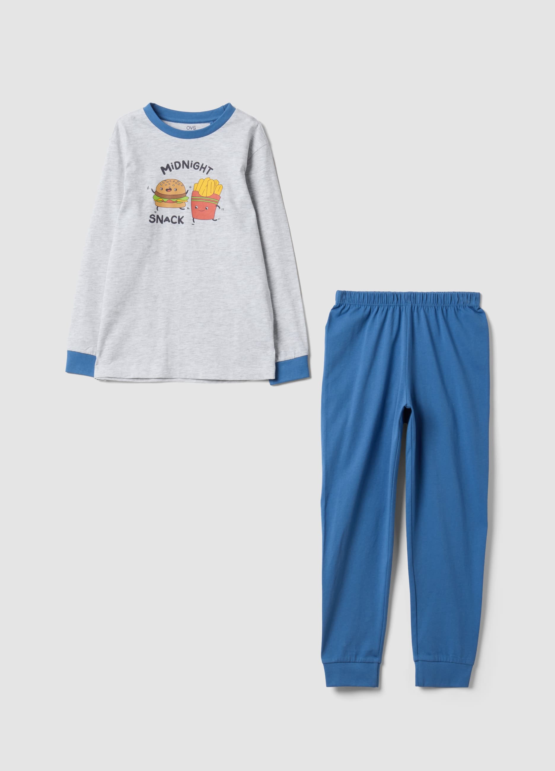 OVS KIDS, Pigiama Multicolor In Misto Cotone Organico E Viscosa Con Stampa, Bambino, Multicolor, Taglia: 7-8