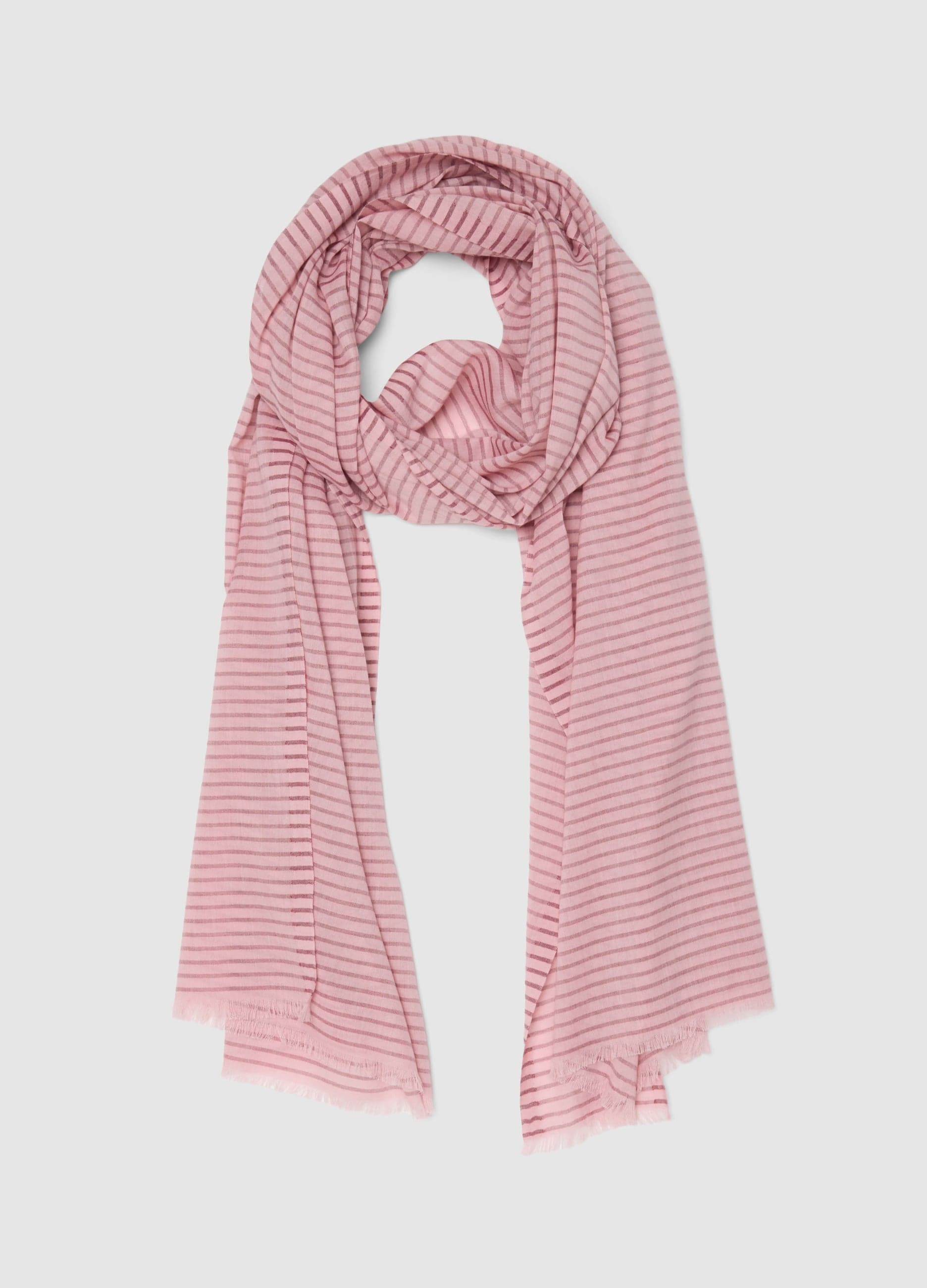 LES COPAINS, Sciarpa Leggera In Misto Cotone A Righe Rosa, Donna, Rosa, Taglia: ONE SIZE