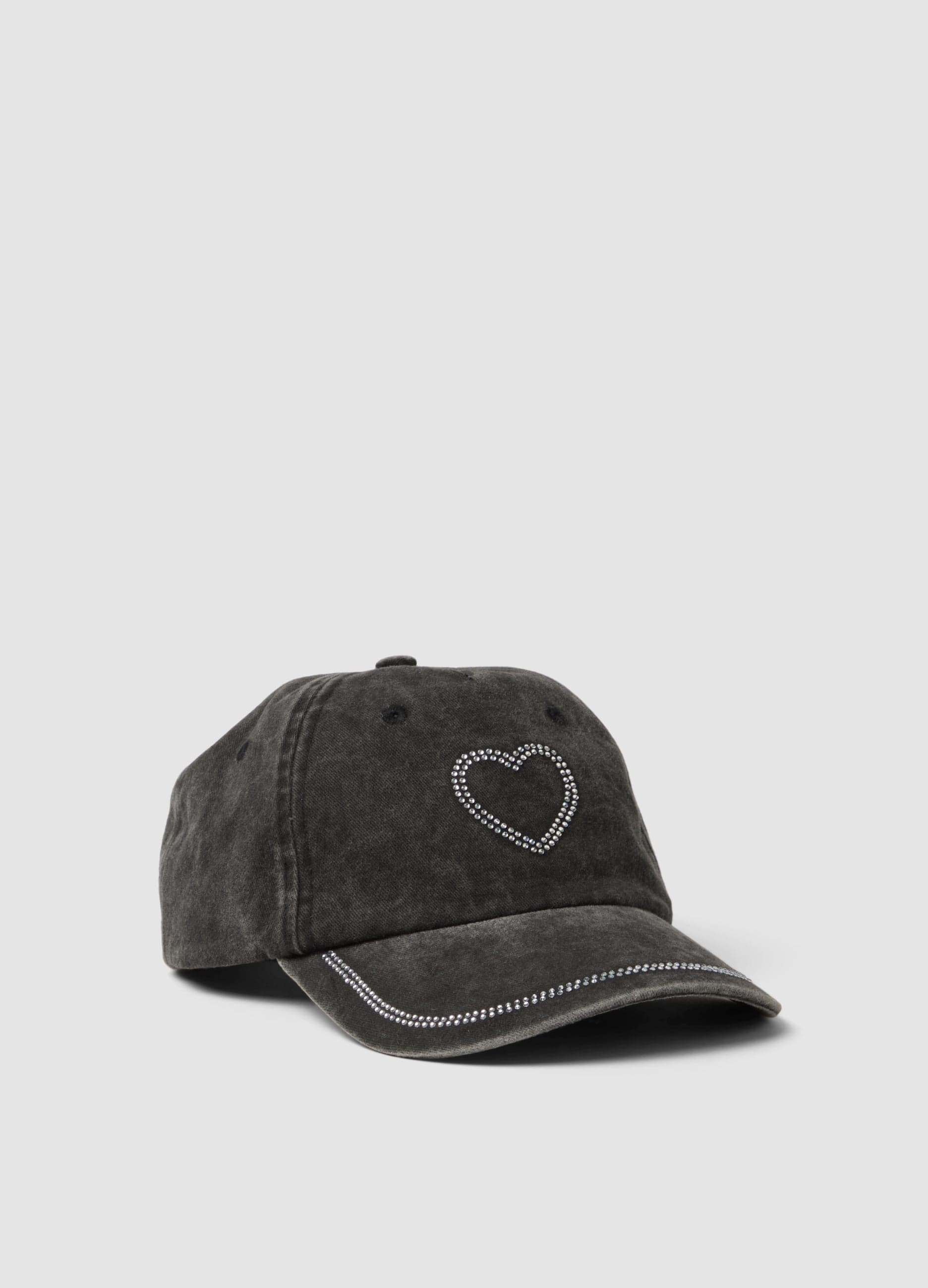 OVS KIDS, Cappello Da Baseball In Puro Cotone Grigio Da Bambina Con Strass, Grigio, Taglia: 54