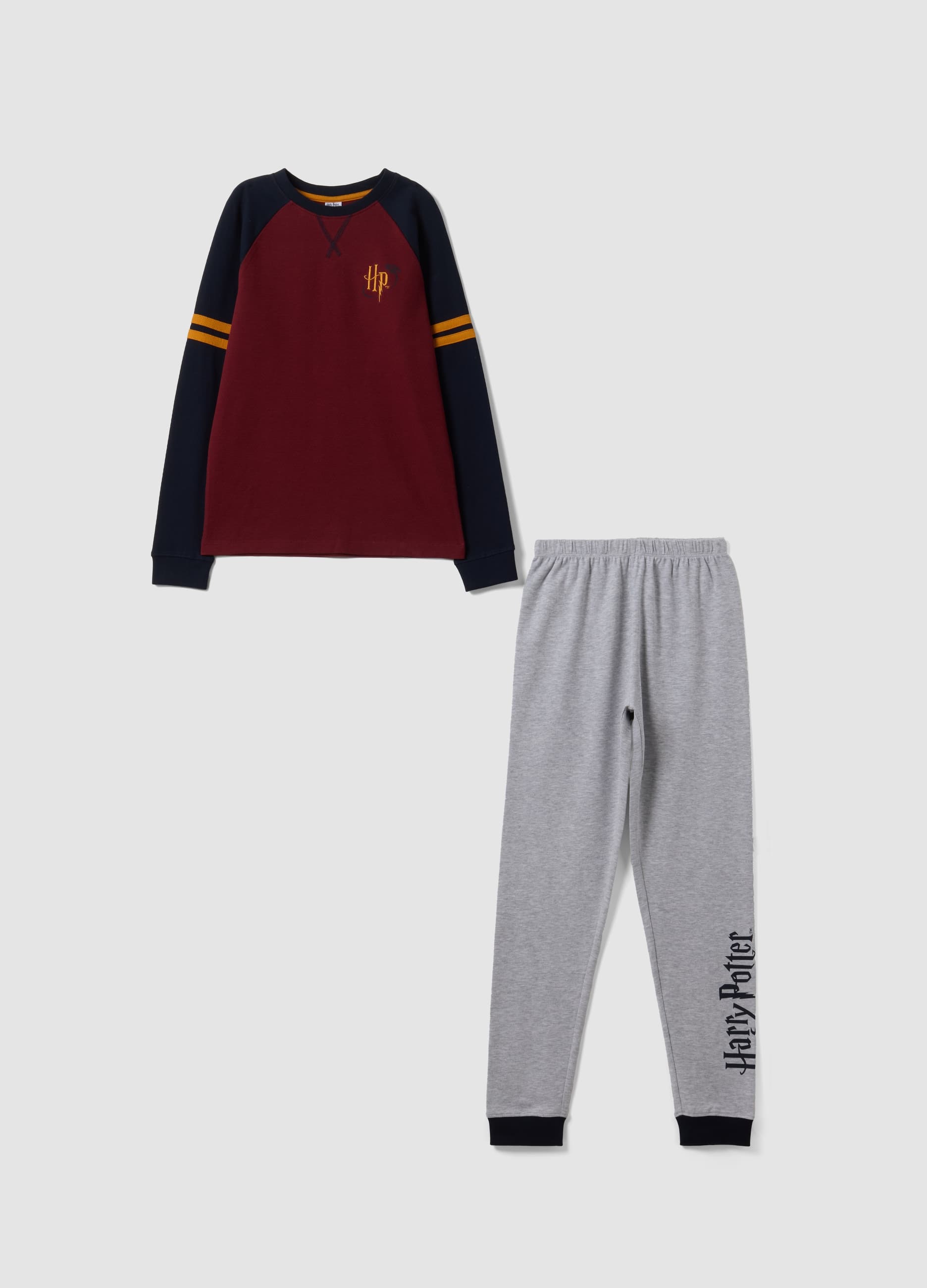 WARNER BROS, Pigiama Multicolor In Puro Cotone Organico Con Girocollo E Stampa Harry Potter, Bambino, Multicolor, Taglia: 10-11