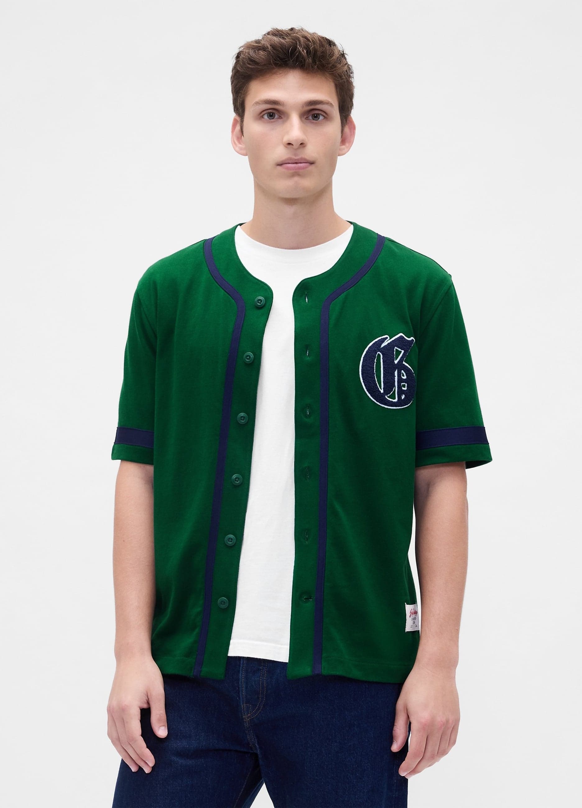 GAP, Maglia Baseball In Cotone Con Logo Gap, Uomo, Verde, Taglia: M
