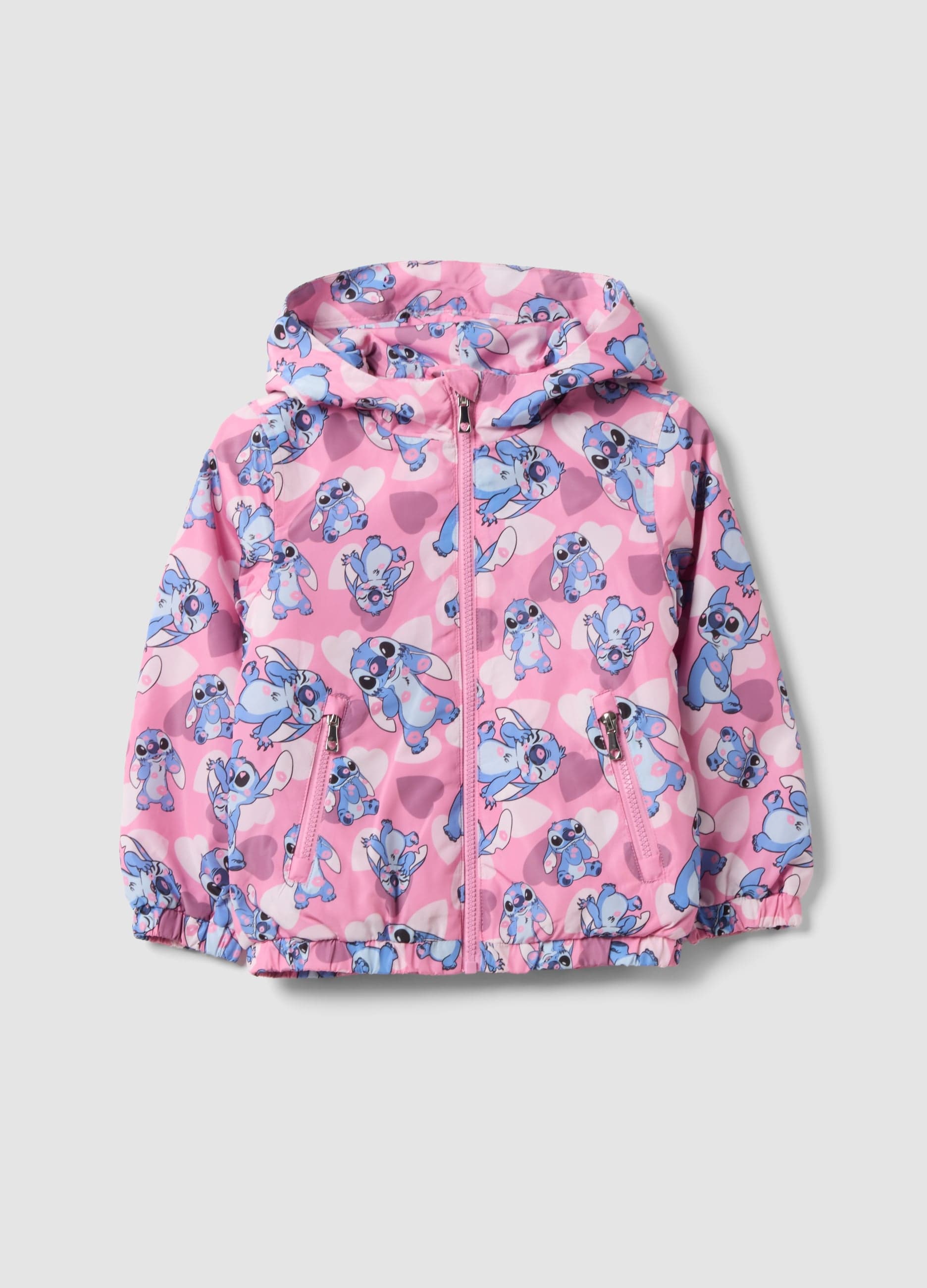 DISNEY, Giubbotto Antipioggia Rosa Imbottito Con Cappuccio E Zip E Stampe Di Lilo & Stitch, Bambina, Rosa, Taglia: 5-6