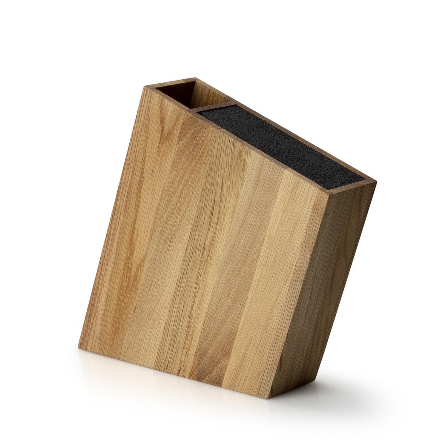 Ceppo coltelli inclinato con portautensili in legno di quercia, cm 31x8x24,5