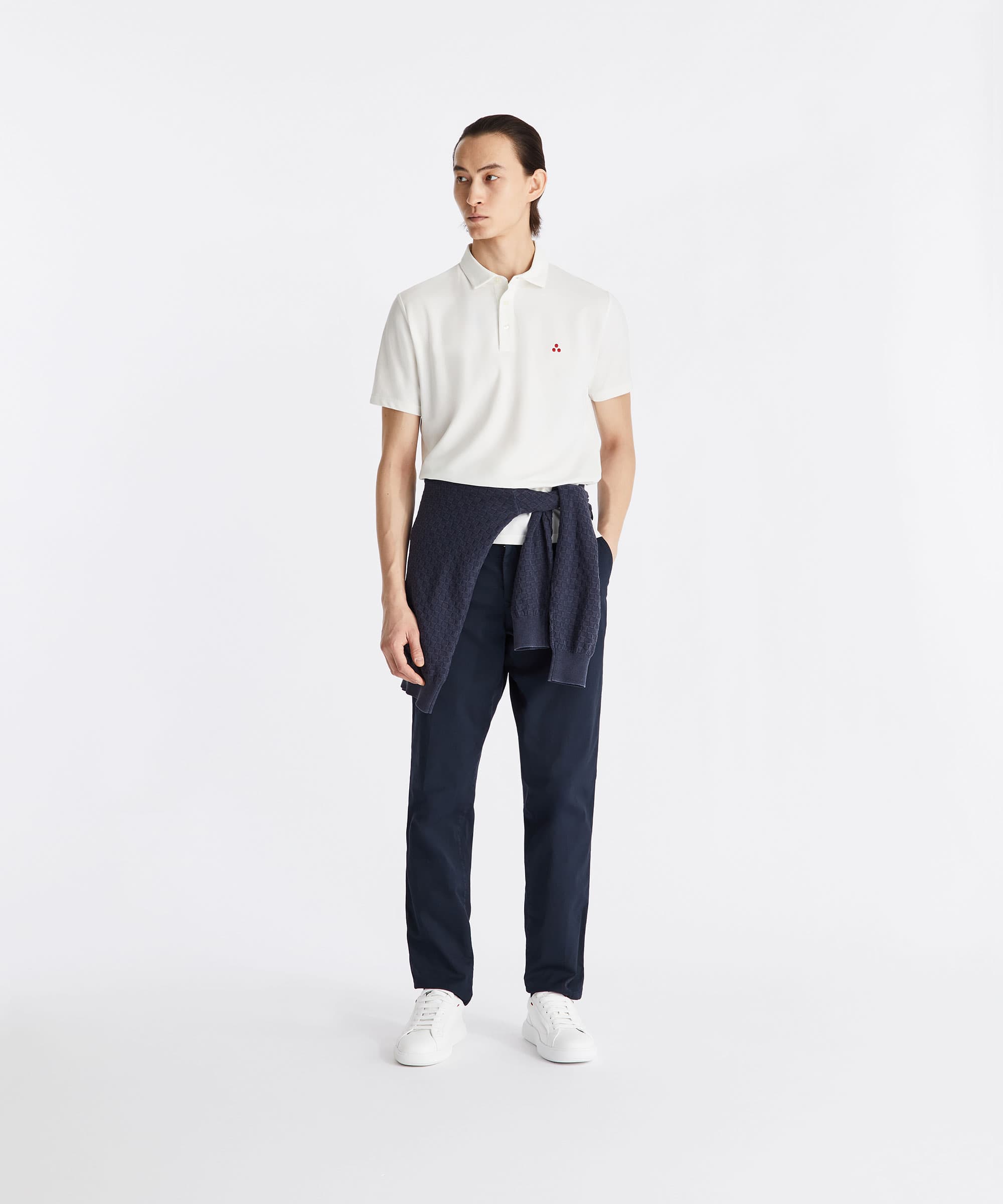 Polo in piqué di cotone stretch, PAPIRO, Taglia: L