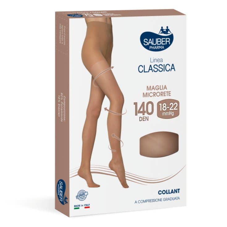 Sauber Linea Classica 18-22 Mmhg Collant Microrete 140 Denari Colore Chiaro Taglia 3