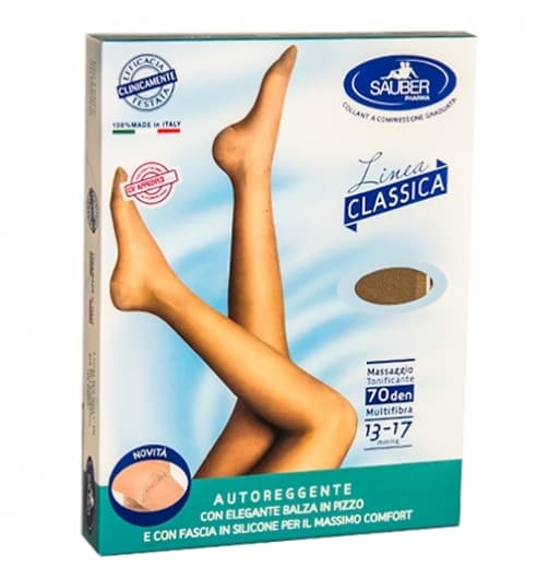 Sauber Linea Classica 13-17 Mmhg Autoreggente Microrete 70 Denari Colore Nero Taglia 5