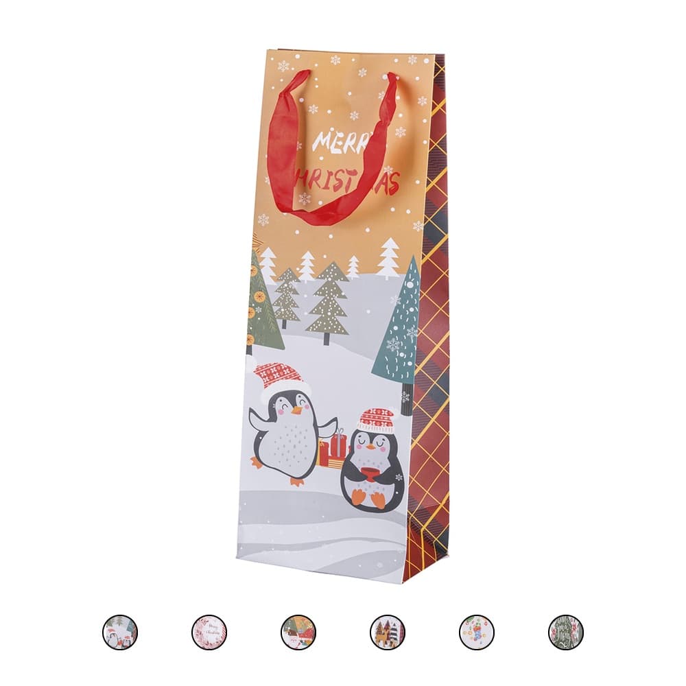 <p>Busta regalo bottiglia vino in carta, Santa's House</p>