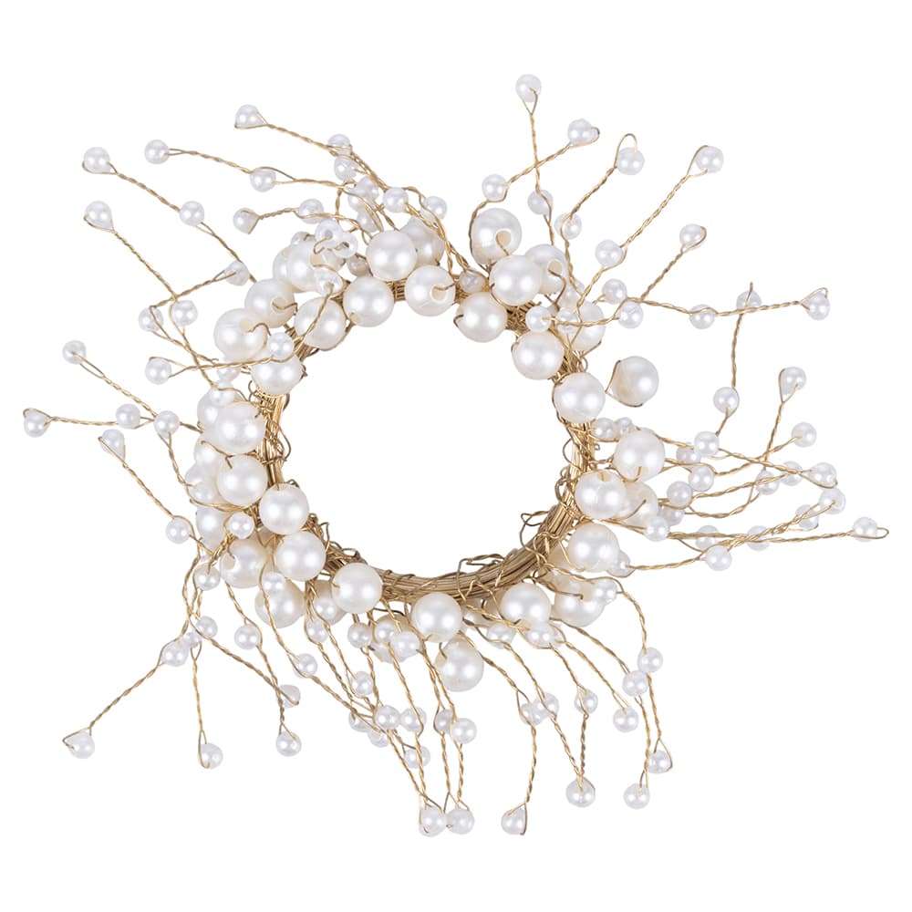 <p>Anello porta tovagliolo con perle, colore oro e bianco</p>