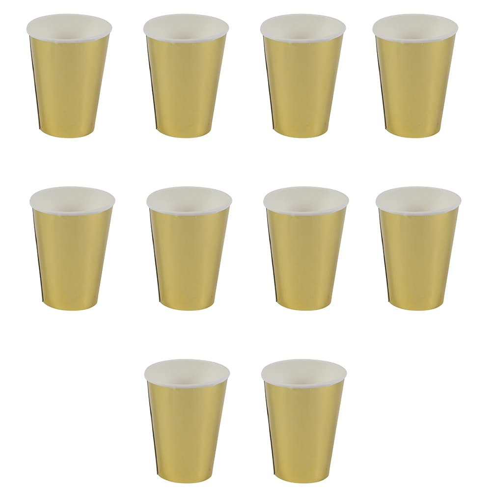 <p>Set 10 bicchieri natalizi monouso, oro metallizzato, Santa's House</p>