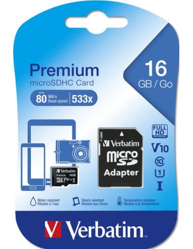 Memoria Micro SDHC 16 Gb con Adattatore - Classe 10
