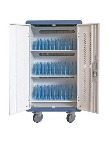 Carrello Stazione di Ricarica Ventilato 30 Notebook o Smartphone Bianco/Blu
