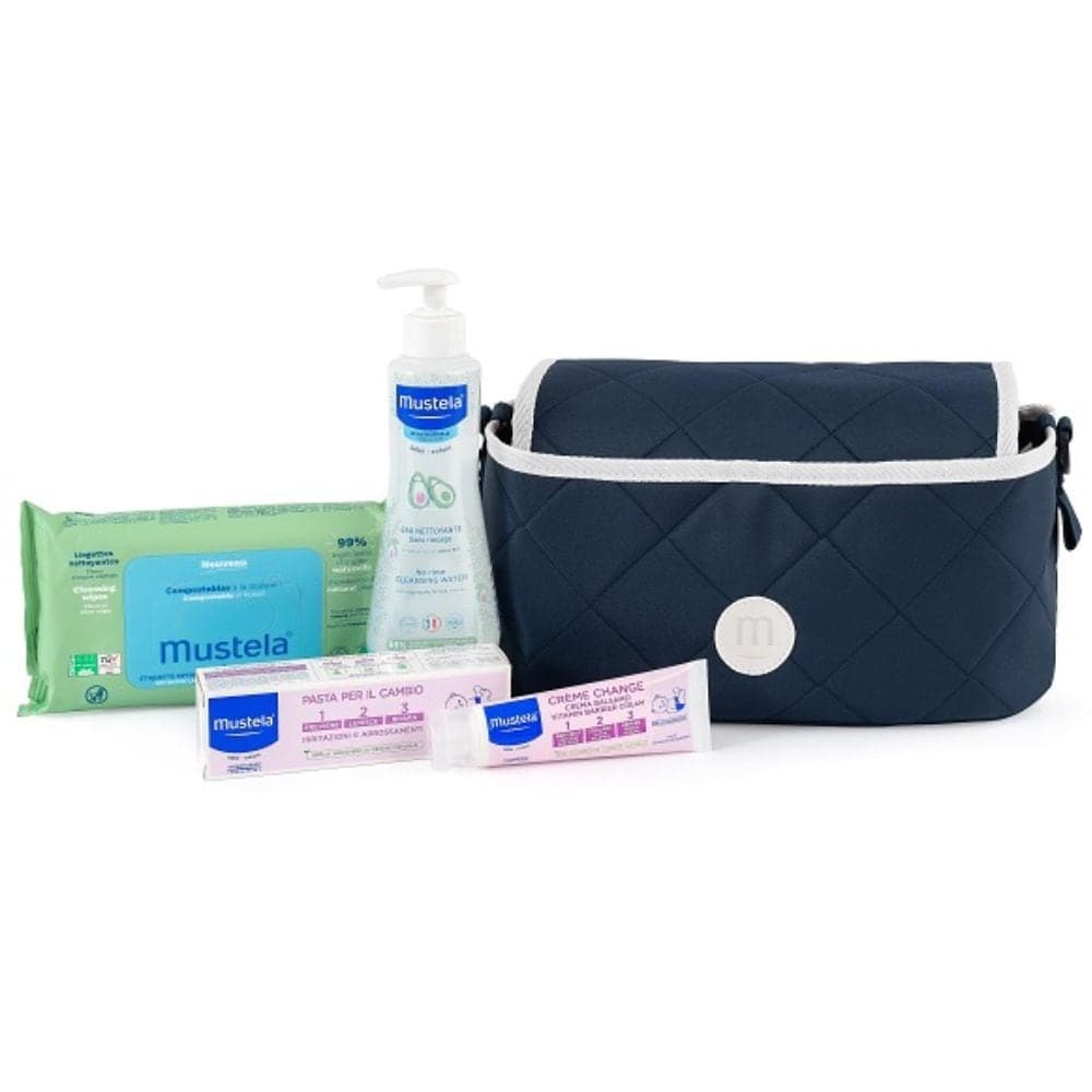 Mustela Beauty Passeggino Cofanetto Regalo Fluido Detergente Senza Risciacquo 300ml + Pasta Cambio 50ml + 60 Salviettine