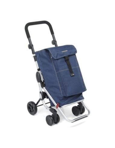 Foppapedretti carrello go up portaspesa, blue jeans, borsa nylon 38 l, borsa termica 6 l, manubrio regolabile, chiusura compatta