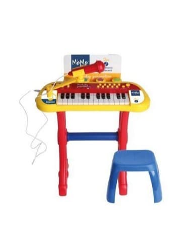 Tastiera 24 tasti con sgabello e microfono joe - giocattolo musicale per bambini con funzioni aggiuntive