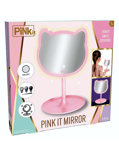 Pinkit mirror - specchio da trucco a forma di gatto con luce led