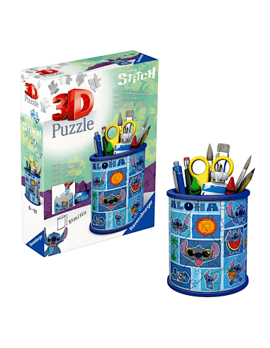 Ravensburger, puzzle 3d, stitch, portapenne, disney, 57 pezzi