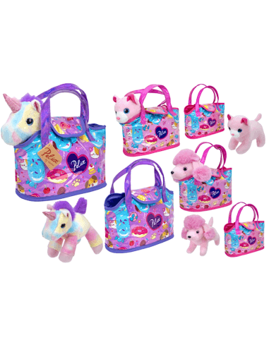 Borsetta in pvc 27 cm con cane, gatto o unicorno assortita