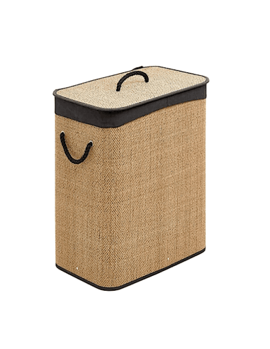 Portabiancheria 100 l, bamboo mdf, tessuto nero, cesto biancheria, portapanni