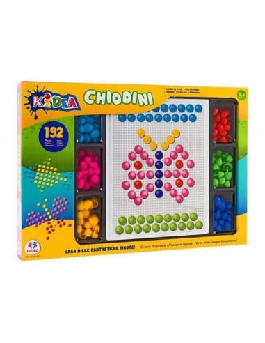 Kidea chiodini grandi 192 pezzi globo 37635, gioco creativo con mosaico