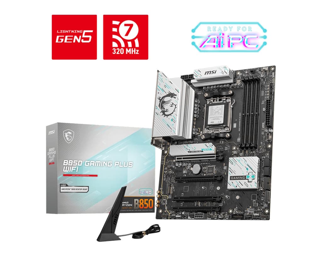 Msi Mb Amd B850 Gaming Plus Wifi, Atx, AM5, Ddr5, 1pci-Ex16, 1pci-EX4, 2pci-EX1, 4sata3 B850 Wifi