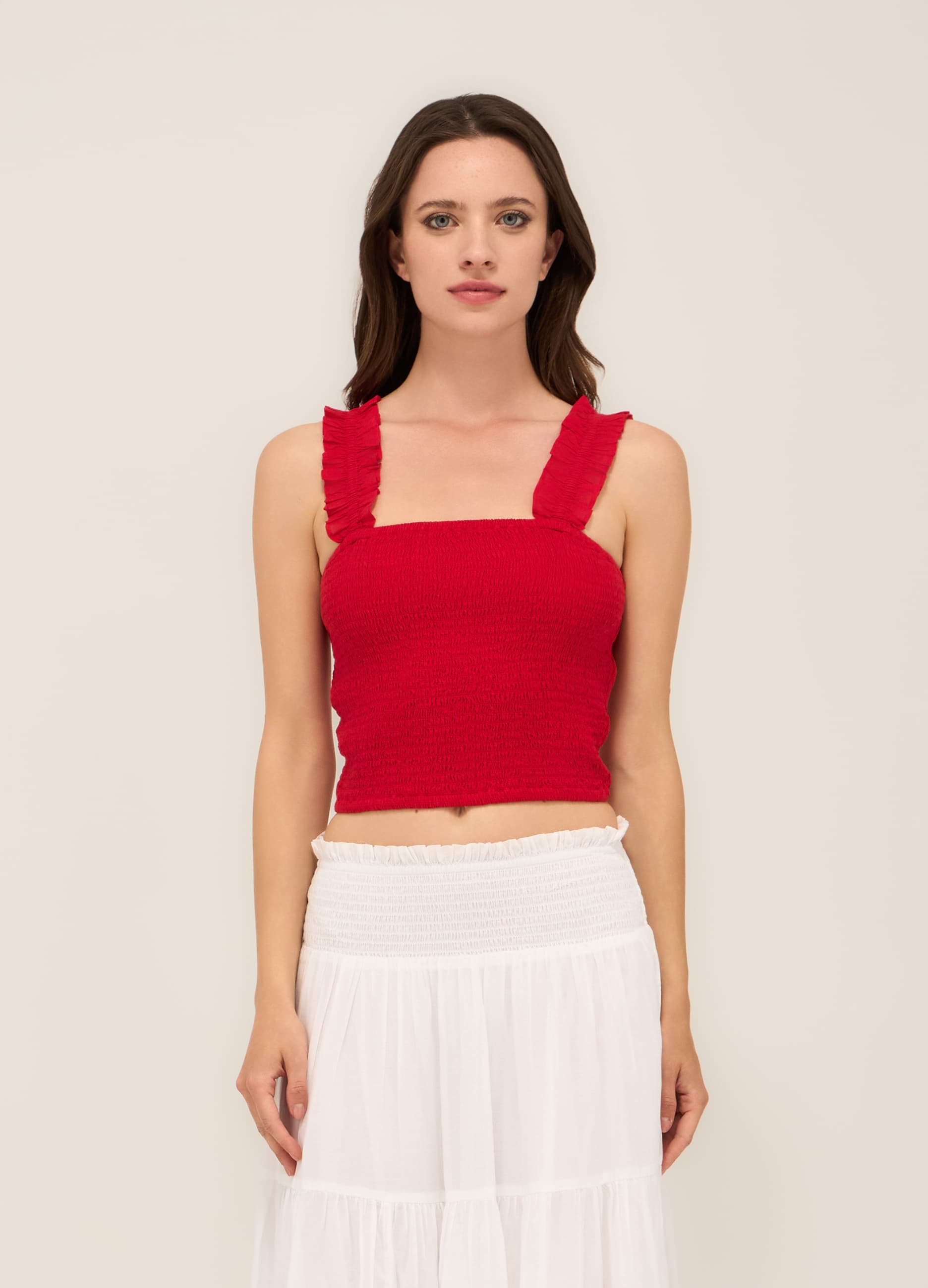 Upim, Top In Misto Cotone Voile Donna, Rosso aragosta, Taglia: M