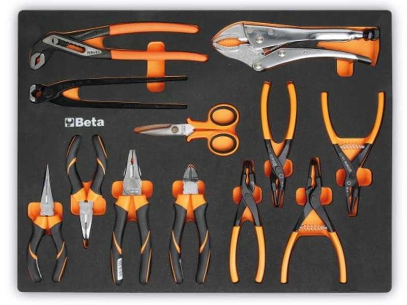 Assortimento 13 utensili per taglio e presa Beta M129 in termoformato morbido EVA