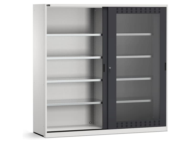 Armadio officina Fami Perfom 2040x600x2000mm con ante scorrevoli policarbonato e 8 ripiani fessurati