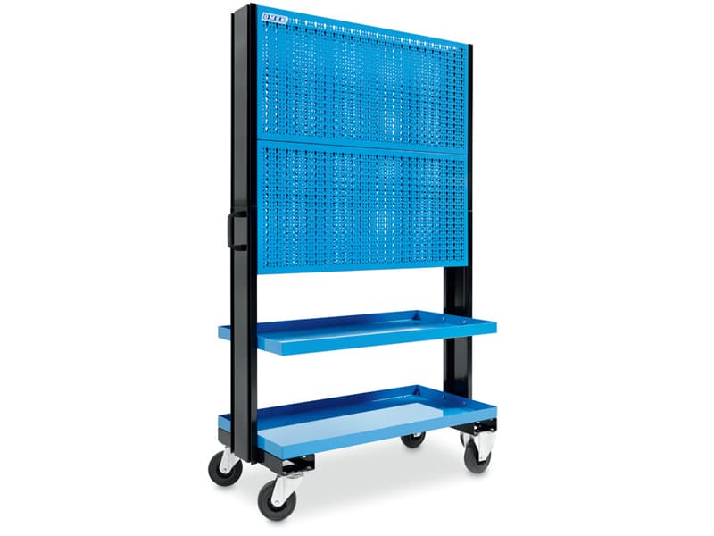 Carrello multiuso OMCN C52 con doppio pannello forato e 2 ripiani, 980x470x1500mm