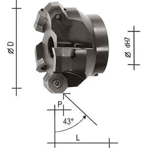 Fresa per spianatura 43�� Z4 D.50 attacco D.22 per inserti ISO ODH0605