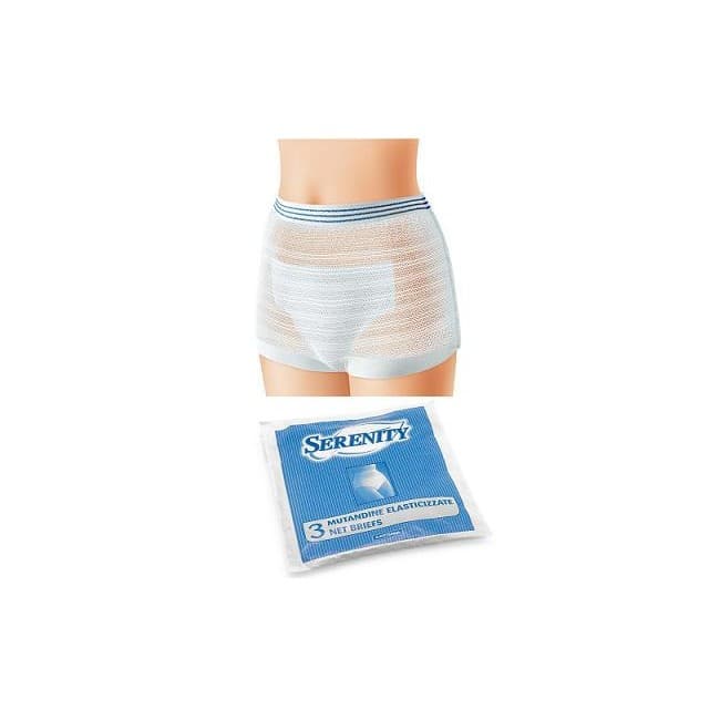 Serenity - MUTANDINA ELASTICA RETTANGOLARE A RETE SERENITY XL 3 PEZZI